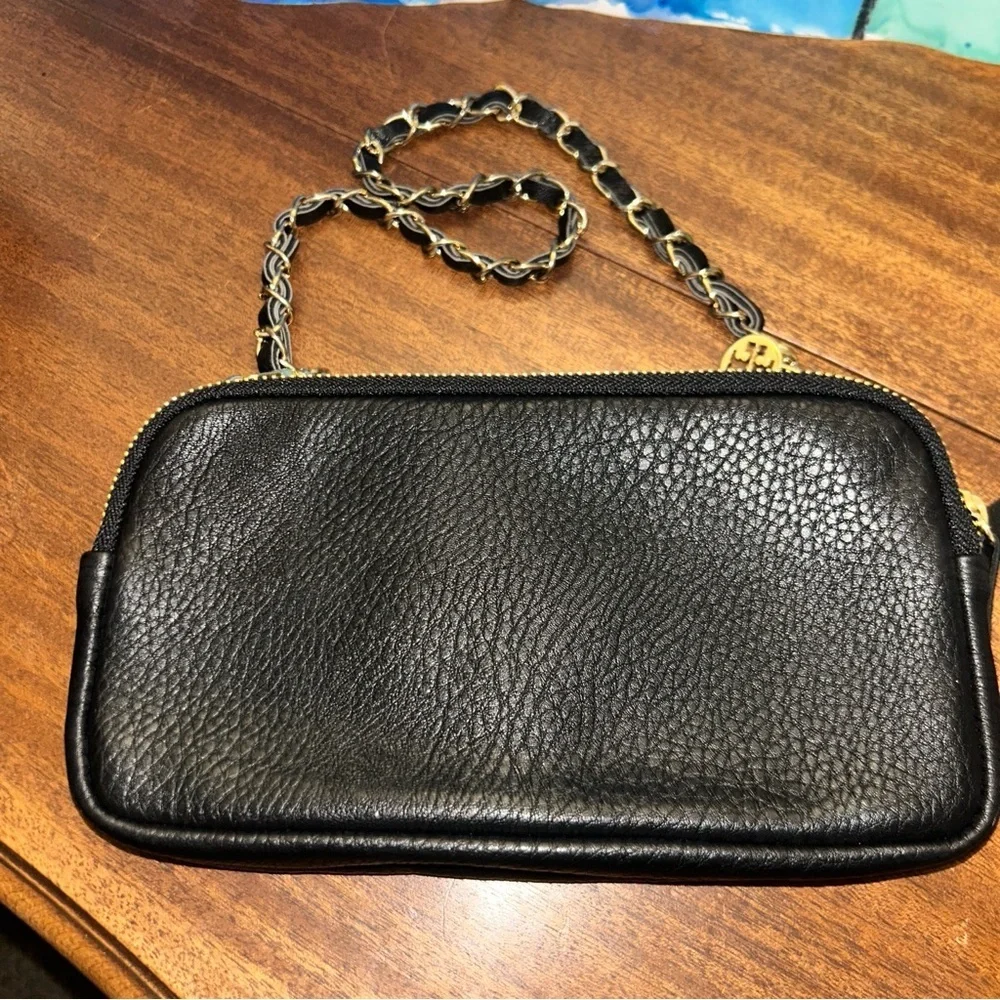 Tory Burch Black and Gold Shoulder Bag